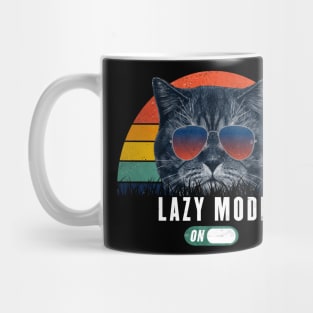 Retro Funny cat Lazy mode on 80s Chill mode Gift for Cat Lover Mug